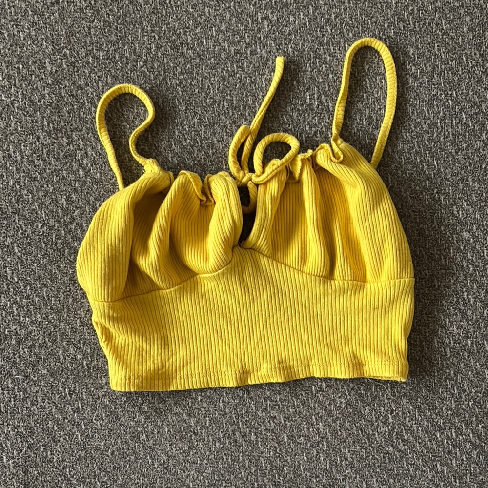 Yellow Ribbed Women's Top